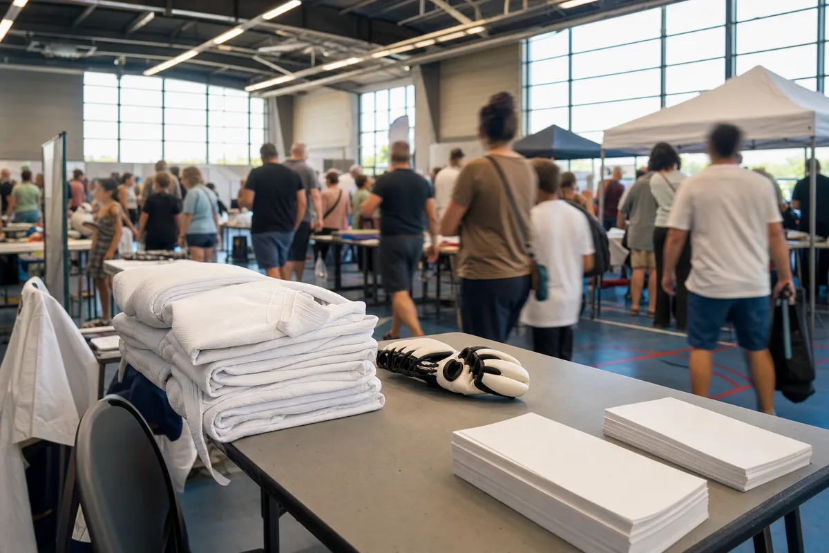 Stand associatif d’un club d’arts martiaux lors d’un forum des associations en septembre